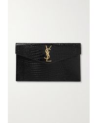 uptown calfskin leather envelope clutch