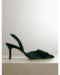 Manolo Blahnik - Maysli 70 Buckled Velvet Slingback Pumps - Lyst