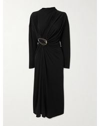 Bottega Veneta - Embellished Gathered Jersey Midi Dress - Lyst