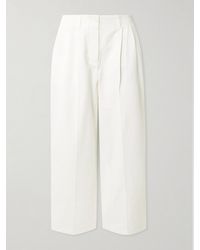 TOTEME - Pleated Cotton-Twill Wide-Leg Pants - Lyst
