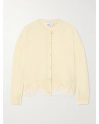 McQueen - Lace-Trimmed Distressed Wool And Cashmere-Blend Cardigan - Lyst