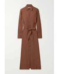 Reformation + Net Sustain Robin Maxi-hemdblusenkleid Aus Georgette Zum Binden - Braun