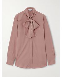 Stella McCartney - Bluse Aus Crêpe Mit Schluppe Und Kristallen - Lyst