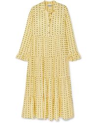 Ganni Floral-print Crepe Maxi Dress - Yellow