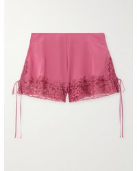 Chloé - Short lingerie en crêpe de chine et dentelle - Lyst