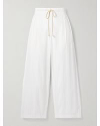 Maria McManus - Pleated Striped Organic Cotton-Jacquard Wide-Leg Pants - Lyst