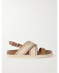 Jimmy Choo - Joa Slingback-Sandalen Aus Leder Und Canvas Mit Logoprint - Lyst