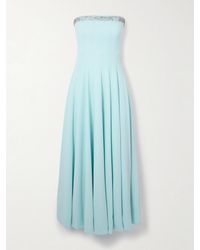 Costarellos - Aldina Strapless Pleated Crystal-Embellished Crepe Midi Dress - Lyst