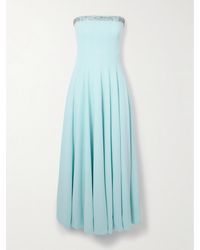 Costarellos - Aldina Strapless Pleated Crystal-Embellished Crepe Midi Dress - Lyst