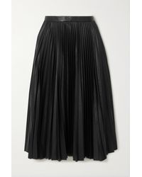 JOSEPH Seija Pleated Leather Midi Skirt - Black