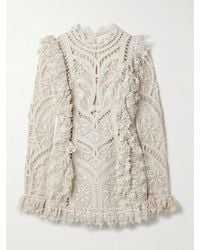 Zimmermann - Illuminate Cornelli Ruffled Linen And Silk-Blend Guipure Lace Mini Dress - Lyst