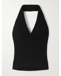 Balmain - Neckholder-Bustier Aus Geripptem Zopfstrick - Lyst