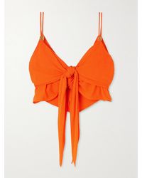 Loewe - Paula's Ibiza Cropped Tie-Detailed Embellished Jersey Top - Lyst