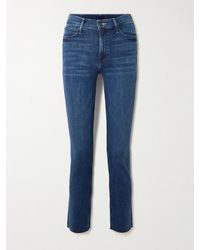 Mother - The Dazzler Ankle Halbhohe Jeans Mit Schmalem Bein Und Fransen - Lyst