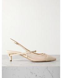 Jennifer Chamandi - Edoardo Mesh And Leather Slingback Pumps - Lyst