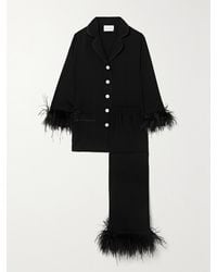Sleeper - Net Sustain Feather-Trimmed Crepe De Chine Pajama Set - Lyst