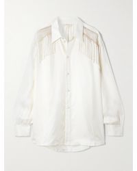 DIOTIMA - Epaulette Crochet-Trimmed Fringed Silk-Twill Shirt - Lyst
