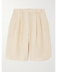 Loro Piana - Pleated Linen Straight-Leg Shorts - Lyst