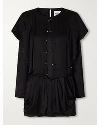 Isabel Marant - Blissa Embellished Gathered Satin Mini Dress - Lyst