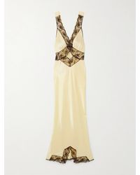 SIR. - Robe Longue En Soie À Finitions En Dentelle Et À Découpe Willa - Lyst