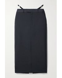 Gucci Pleated Silk And Wool-blend Midi Skirt in Blue | Lyst