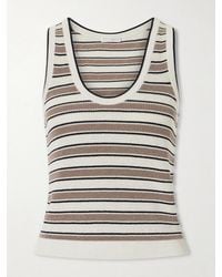 Brunello Cucinelli - Striped Cotton-Blend Top - Lyst