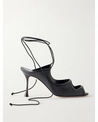 Manolo Blahnik - Prosta 90 Cut-Out Snake-Effect Leather Sandals - Lyst