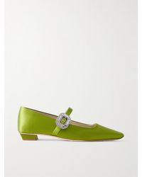 Roger Vivier - Belle Vivier 20 Crystal-Embellished Satin Mary Jane Ballet Flats - Lyst