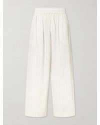St. Agni - Everyday Striped Cotton-Blend Poplin Wide-Leg Pants - Lyst