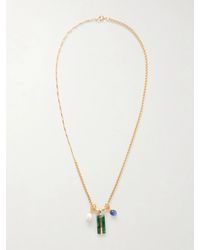 Roxanne Assoulin - The Stone Bar-Tone Agate, Pearl And Lapis Lazuli Necklace - Lyst