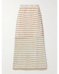 Zimmermann - Tallow Striped Crocheted Cotton-Blend Midi Skirt - Lyst