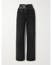 Agolde - Elson Recycled Leather-Blend Trimmed High-Rise Wide-Leg Jeans - Lyst