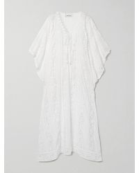 Miguelina - Blair Embroidered Voile And Lace Kaftan - Lyst