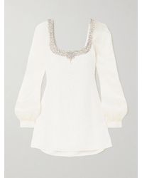Clio Peppiatt - Daisy Crystal And Bead-Embellished Stretch-Tulle Mini Dress - Lyst