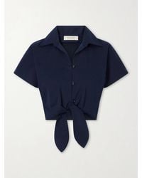 Giuliva Heritage - Tilda Cropped Tie-Front Cotton-Blend Shirt - Lyst