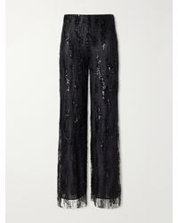 STAUD - Jayden Sequin-Trimmed Organza Wide-Leg Pants - Lyst
