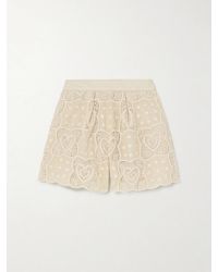 Zimmermann - Wanderlust Crocheted Embroidered Cotton-Blend Shorts - Lyst