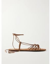 Saint Laurent - Babylone Logo-Embellished Lace-Up Suede Sandals - Lyst