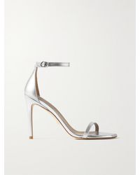 Stuart Weitzman - Nudistcurve Sandalen Aus Metallic-Leder - Lyst