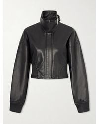 Sportmax - Cropped Buckled Leather Jacket - Lyst