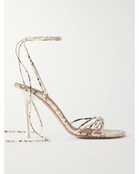 AMINA MUADDI - Lori Lace-Up Snake-Effect Leather Sandals - Lyst