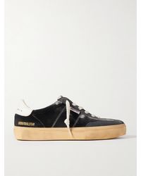 Golden Goose - Soul-Star Distressed Suede And Leather-Trimmed Velvet Sneakers - Lyst