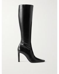 Saint Laurent - Francoise Glossed-Leather Knee Boots - Lyst