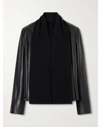TOTEME - Scarf-Detailed Wool-Trimmed Leather Jacket - Lyst