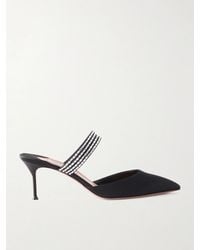 Aquazzura - Luce 65 Crystal-Embellished Satin Mules - Lyst