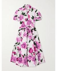 Erdem - Belted Floral-Print Cotton-Twill Midi Shirt Dress - Lyst