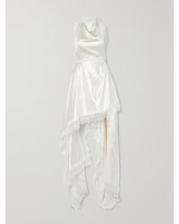Danielle Frankel - Carrie Lace-trimmed Wool And Silk-blend Charmeuse Gown - Lyst