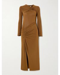 Isabel Marant - Evelina Asymmetric Knotted Stretch-Jersey Midi Dress - Lyst