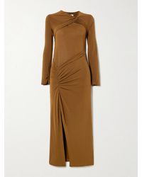 Isabel Marant - Evelina Asymmetric Knotted Stretch-Jersey Midi Dress - Lyst