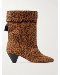 Isabel Marant - Dalby Tasseled Leather-Trimmed Leopard-Print Suede Ankle Boots - Lyst